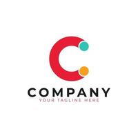 Creative Abstract Initial Letter C Logo. Colorful Rounded Line with Dots. Usable for Business and Branding Logos. Flat Vector Logo Design Ideas Template Element. Eps10 Vector