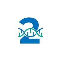 Number 2 Genetic Dna Icon Logo Design Template Element. Biological Illustration vector