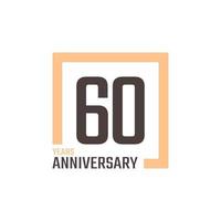 Vector de celebración de aniversario de 60 años con forma cuadrada. saludo de feliz aniversario celebra ilustración de diseño de plantilla