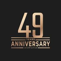 49 Year Anniversary Celebration with Thin Number Shape Golden Color for Celebration Event, Wedding, Greeting card, and Invitation Isolated on Dark Background vector