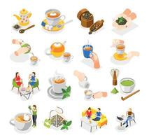 Tea Day Icons Set vector