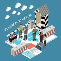 Border Control Isometric Composition vector