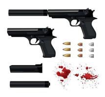 Pistol Gun Realistic Set vector