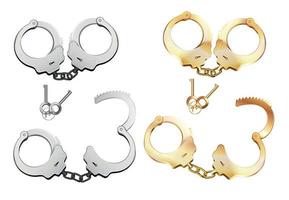 Metal Handcuffs Realistic Set vector