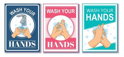 lava tus manos tarjetas vector