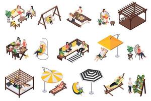 Garden Furniture Isometric Icons vector