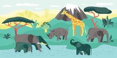 Exotic Animals Landscape Composition