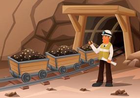 Mine Entrance Carts Composition vector