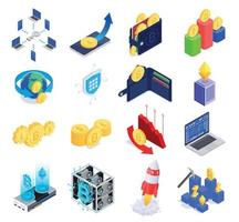 Cryptocurrency Isometric Set vector