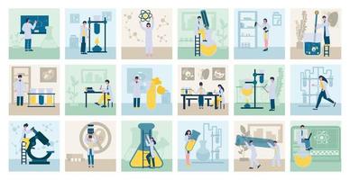 Laboratory Scientists Square Compositions vector