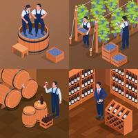 Wine Production 2x2 Set vector