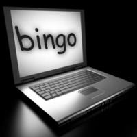 palabra de bingo en la computadora portátil foto