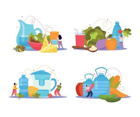 Drink Water Flat Composition