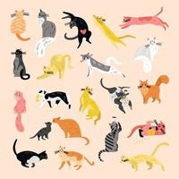 conjunto de iconos de varios gatos vector