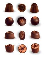 conjunto de iconos de chocolate realista vector