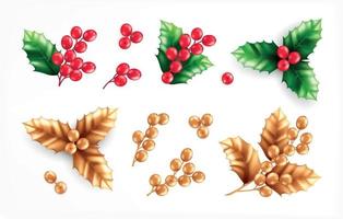 Christmas Plants Decoration Set vector