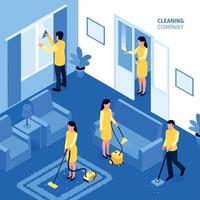 Cleaning Company Isometric Illustration vector