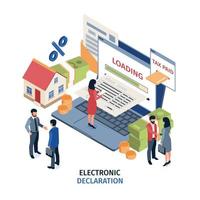 Electronic Declaration Isometric Illustration vector