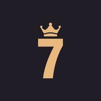 trono de lujo vintage número 7 con corona inspiración de diseño de logotipo de etiqueta premium clásica