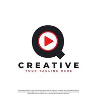 icono de letra q de juego moderno creativo. elemento de logotipo de música y video. utilizable para logotipos de negocios y tecnología. vector