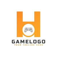 Initial Letter H with Game Console Icon and Pixel for Gaming Logo Concept. Usable for Business, Technology and Game Startup Application  Logos. vector