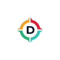 Colorful Letter D Inside Compass Logo Design Template Element vector