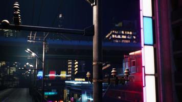 night scene of japan city with neon lights photo