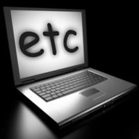 etc word on laptop photo