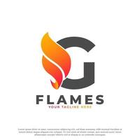 Flame with Letter G Logo Design. Fire Vector Logo Template