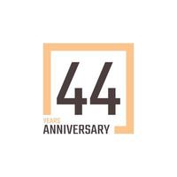 44 Year Anniversary Celebration Vector with Square Shape. Happy Anniversary Greeting Celebrates Template Design Illustration