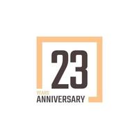 23 Year Anniversary Celebration Vector with Square Shape. Happy Anniversary Greeting Celebrates Template Design Illustration