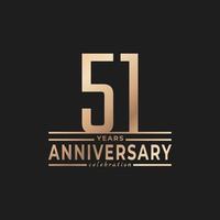 51 Year Anniversary Celebration with Thin Number Shape Golden Color for Celebration Event, Wedding, Greeting card, and Invitation Isolated on Dark Background vector