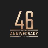 46 Year Anniversary Celebration with Thin Number Shape Golden Color for Celebration Event, Wedding, Greeting card, and Invitation Isolated on Dark Background vector