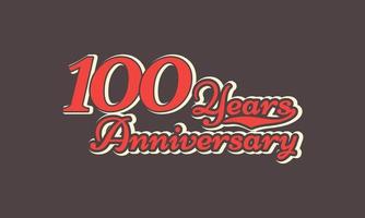 Celebración del aniversario de 100 años nostálgica con escritura a mano en estilo retro vintage para eventos de celebración, bodas, tarjetas de felicitación e invitaciones aisladas en antecedentes marrones vector