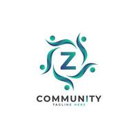 Community Initial Letter Z Connecting People Logo. Colorful Geometric Shape. Flat Vector Logo Design Template Element.