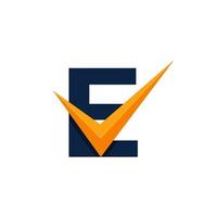 Approved Logo. Initial Letter E Check Logo Design Template. Eps10 Vector