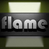 flame word of iron on carbon photo