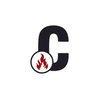 letra inicial c con inspiración en el diseño del logotipo de fuego de llama vector