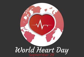 Flat Design Illustration Of World Heart Day Templates, Design Suitable For Posters, Backgrounds, Greeting Cards, World Heart Day Themed vector