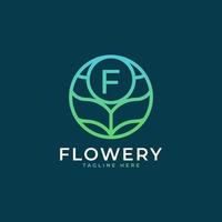 Flower Initial Letter F Logo Design Template Element. Eps10 Vector