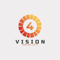 vision Number 4 Logo Design Template Element vector