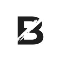 Letter B Logo with White Slash Brush in Black Color Vector Template Element