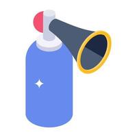 Sports hailer tool, isometric icon of air horn vector