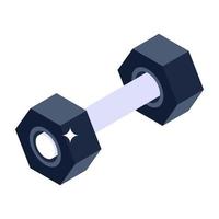 Gym fitness equipment, isometric icon of dumbbell vector