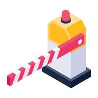 Traffic barrier in isometric icon, editable vector