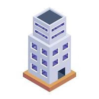 Building in isometric editable icon vector