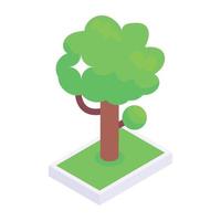 árbol verde en icono de estilo isométrico, vector editable