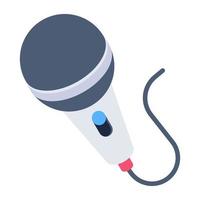 Singing device icon, isometric design of mic vector