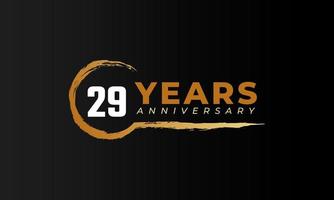 29 Year Anniversary Celebration with Circle Brush in Golden Color. Happy Anniversary Greeting Celebrates Event Isolated on Black Background vector