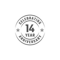 14 Year Anniversary Celebration Emblem Badge with Gray Color for Celebration Event, Wedding, Greeting card, and Invitation Isolated on White Background vector